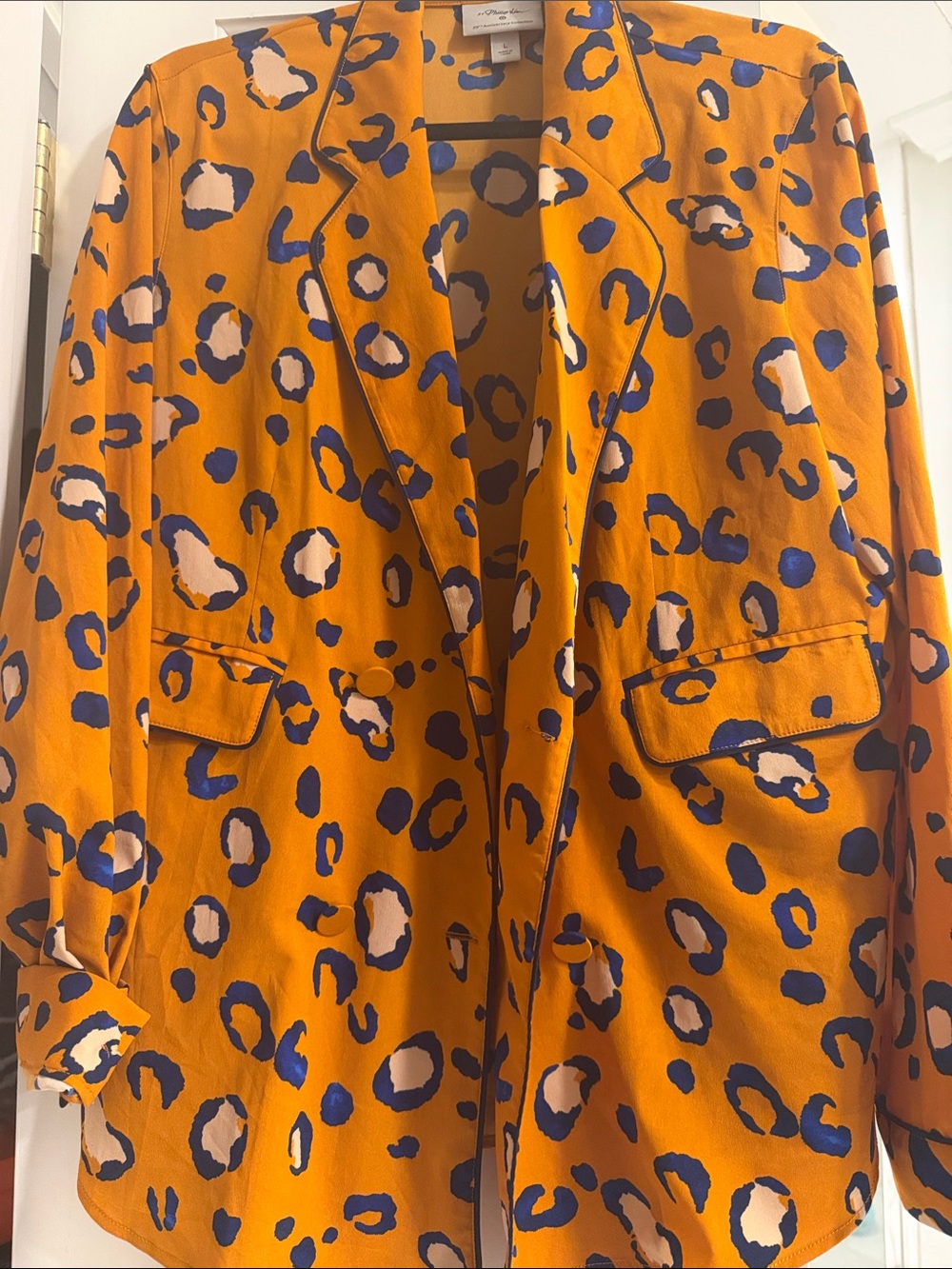 3.1 Phillip Lim for Target Orange Leopard Print Blazer with Blue and Cream Spots